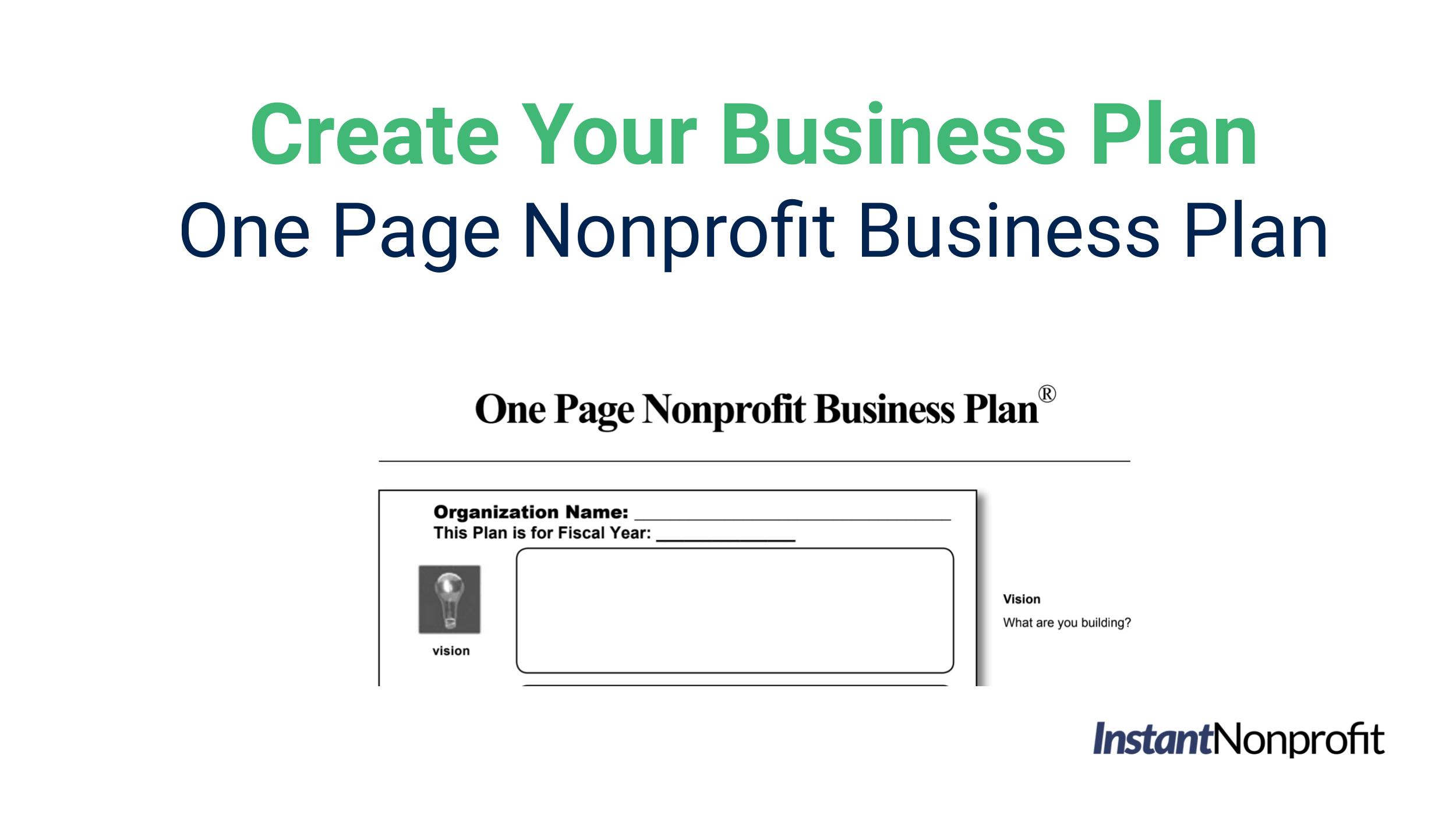 One-Page Nonprofit Business Plan [Worksheet]