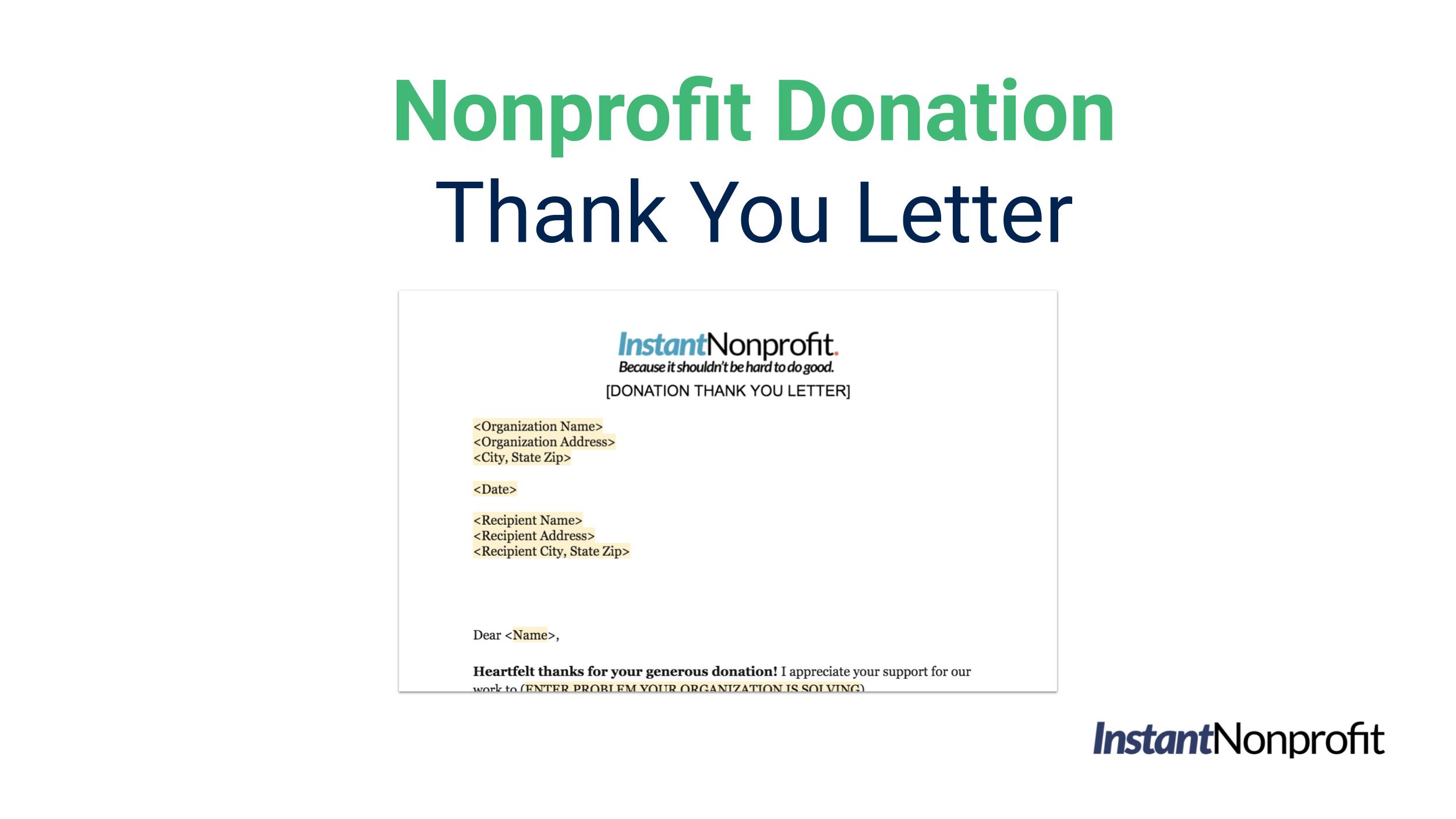 Nonprofit Donation Thank You Letter